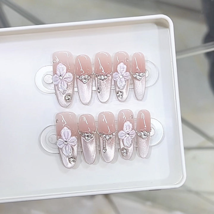 Premium Floral-Decorated Press-On Nail Set Kalsten