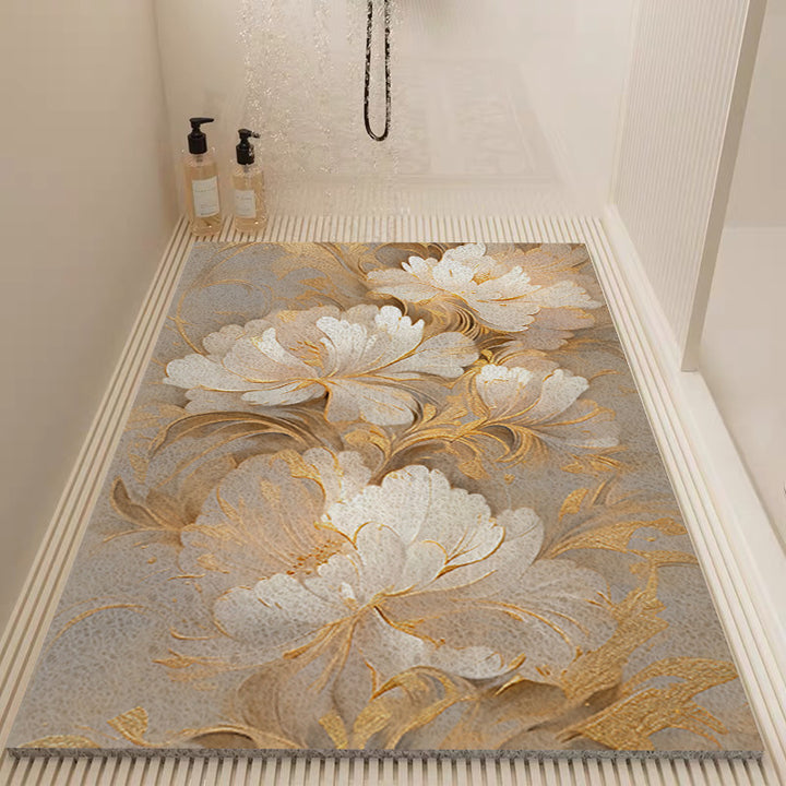 Elegant Floral Pattern Bath Mat Kalsten