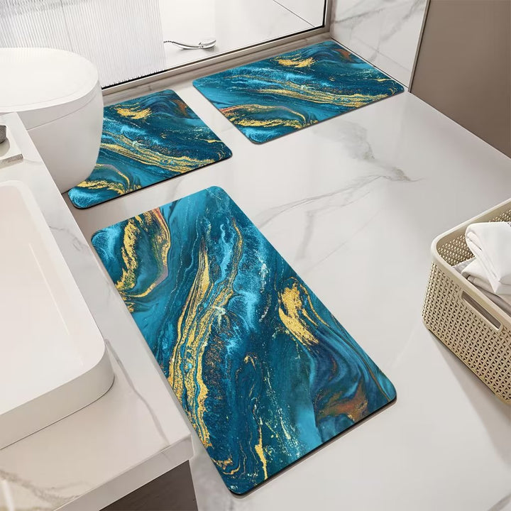 Luxurious Marble Pattern Bath Mat Set Kalsten