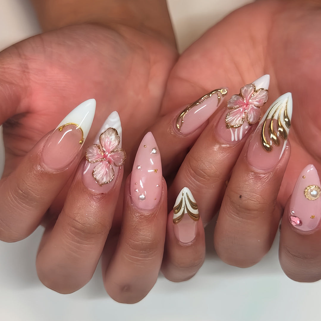Premium Floral Designer Press-On Nails Kalsten