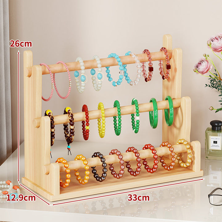 Two-Tier Wooden Bracelet and Bangle Display Stand Organizer
