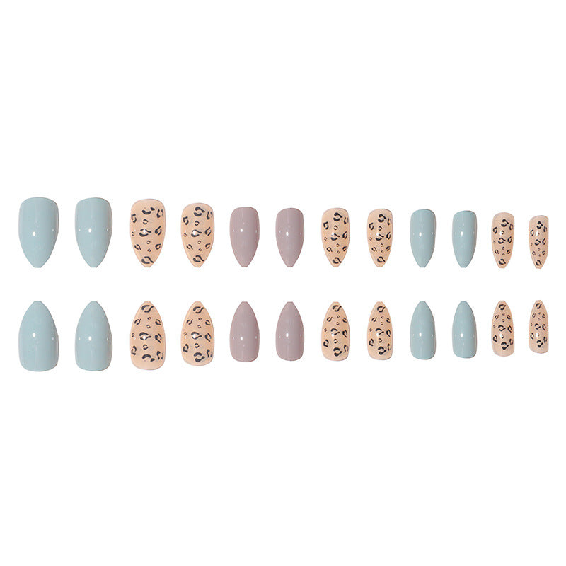 Stylish Long Press-On Nail Set with Abstract Leopard Design Kalsten