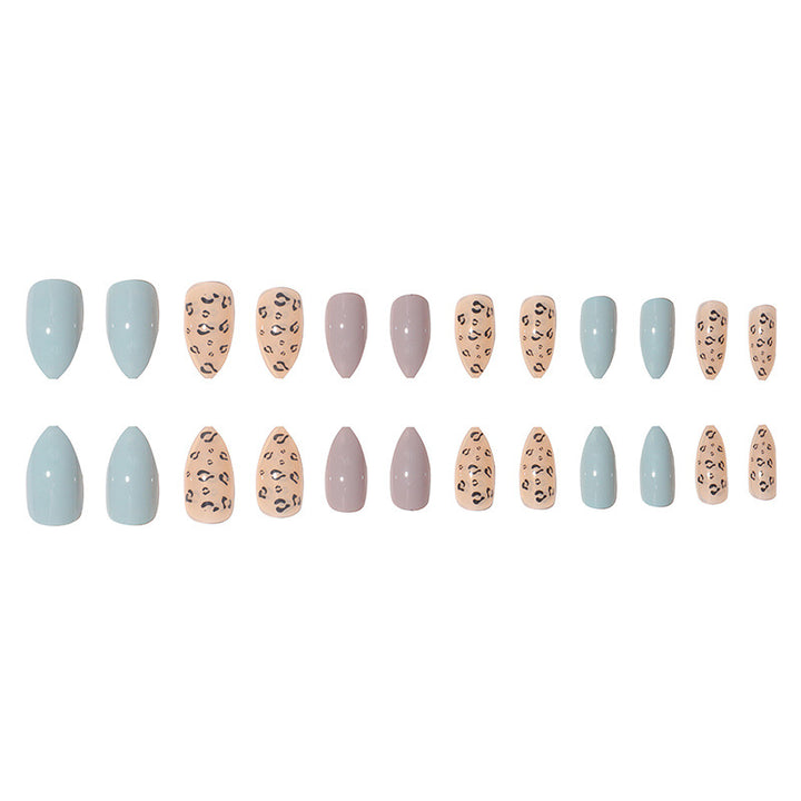 Stylish Long Press-On Nail Set with Abstract Leopard Design Kalsten