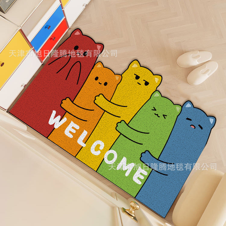 Unisex Playful Cartoon Cat-Themed Welcome Mat Kalsten