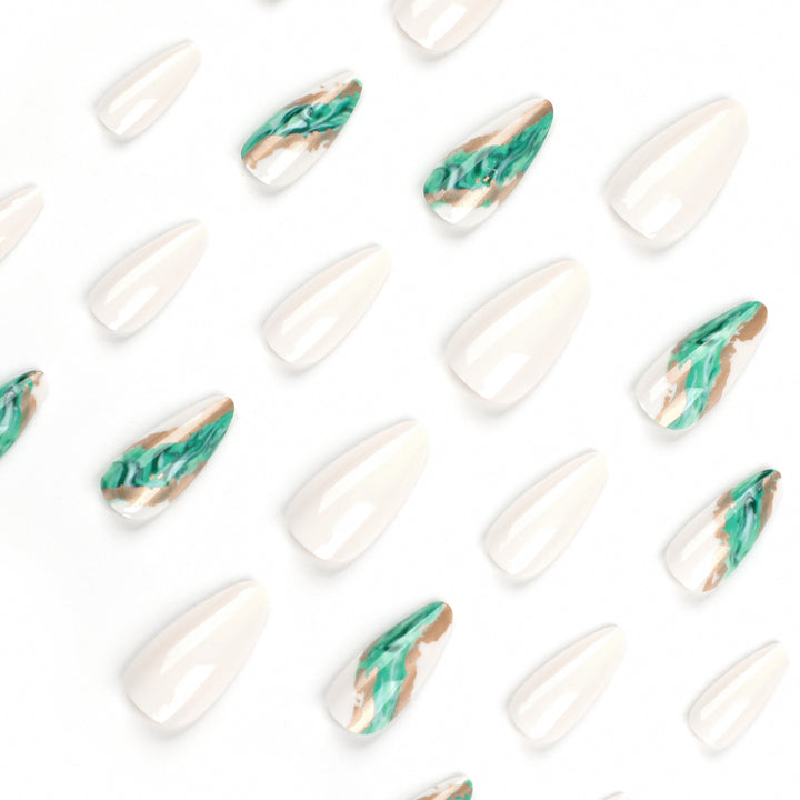 Artful Nail Extensions with Elegant Marbled Design Kalsten