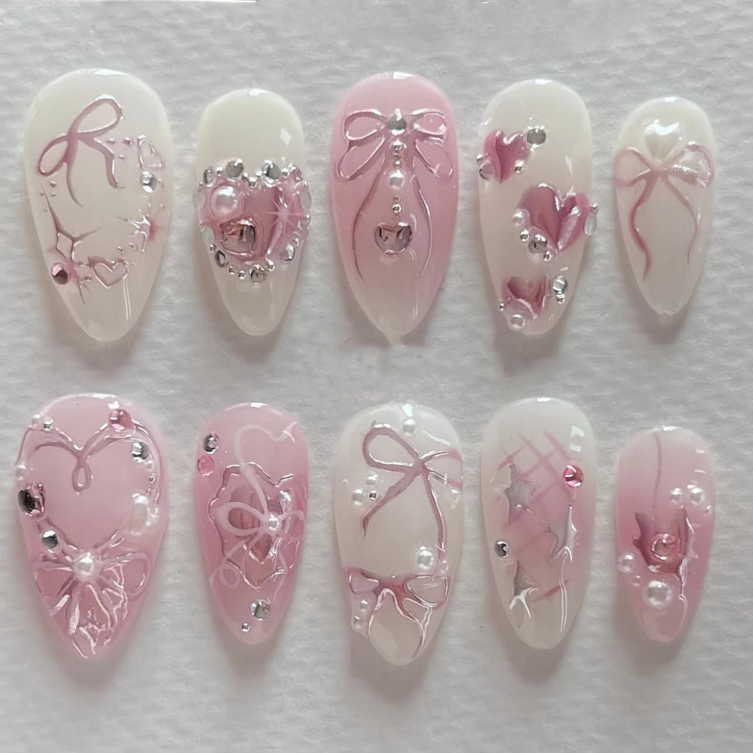 Artificial nail art with delicate jewelry design Kalsten
