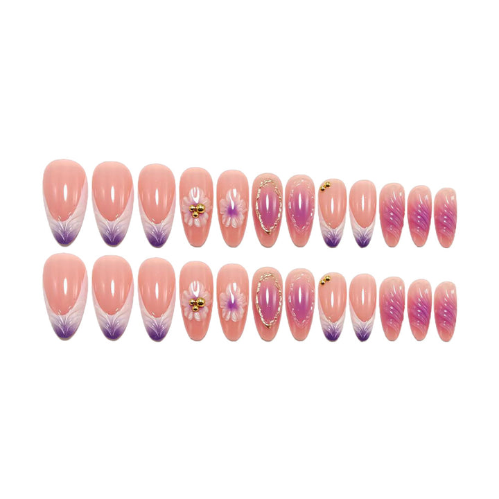 Artificial nails with luxurious 3D flower and glitter design Kalsten