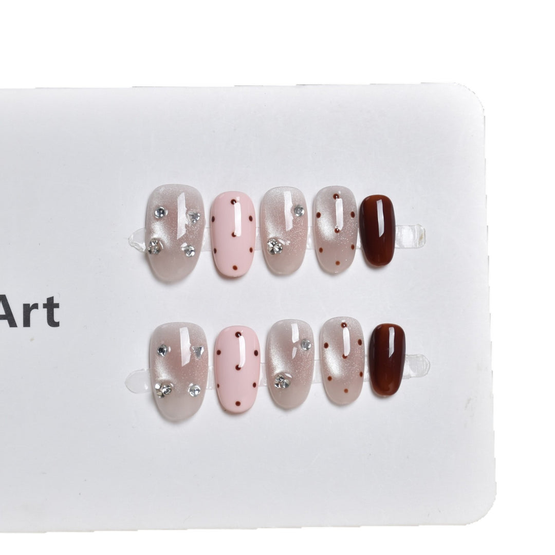 Premium Rhinestone-Embellished Press-On Nail Art Kalsten
