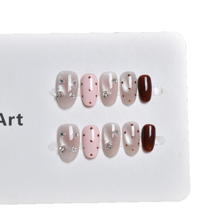 Premium Rhinestone-Embellished Press-On Nail Art Kalsten