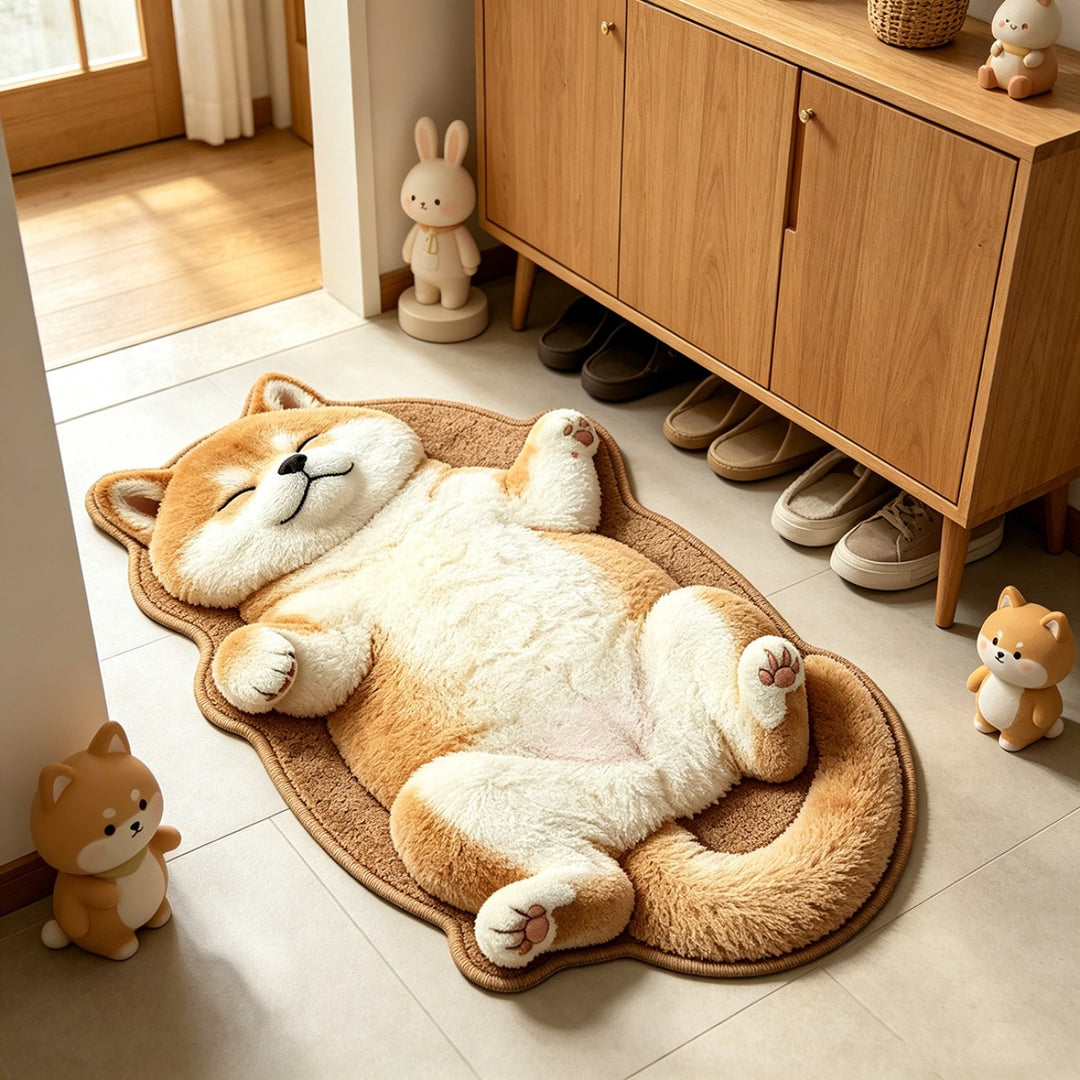 Cartoon Cat-Themed Plush Area Rug