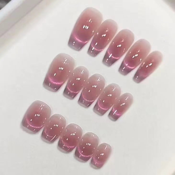 Rhinestone-Embellished Gradient Press-On Nails