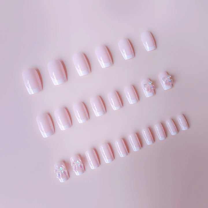 Acrylic nail set with elegant French tips and 3D details Kalsten