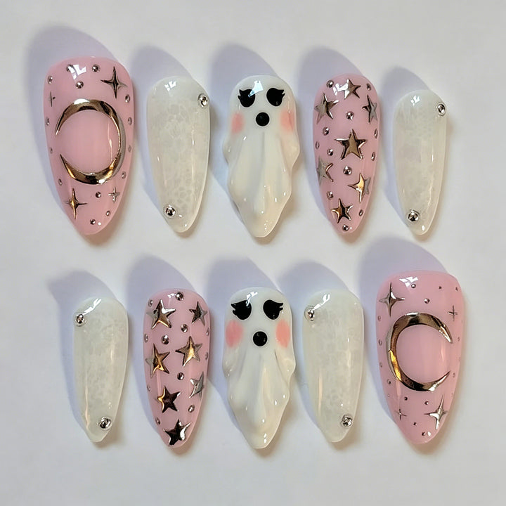Artistic Halloween-Themed Press-On Nail Set Kalsten