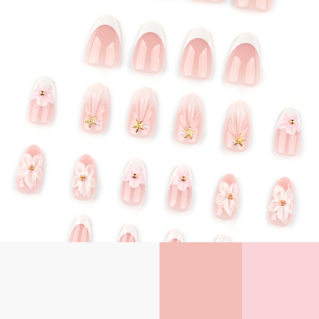 Elegant artificial nails with floral design and glitter accents Kalsten