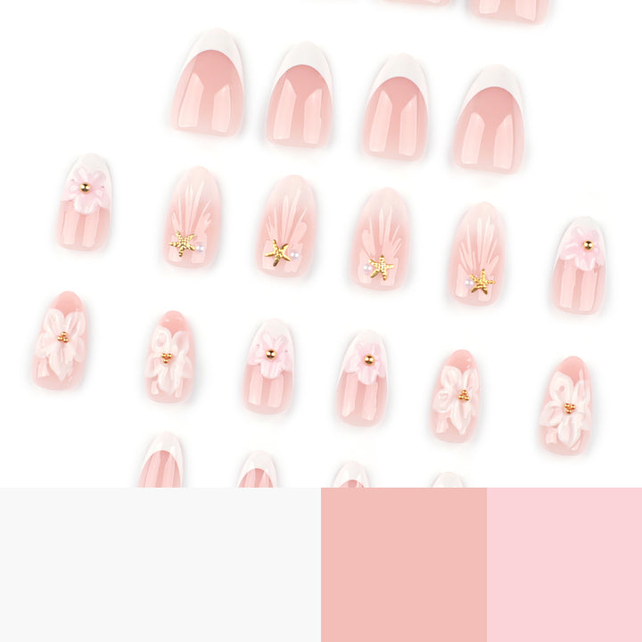 Elegant artificial nails with floral design and glitter accents Kalsten