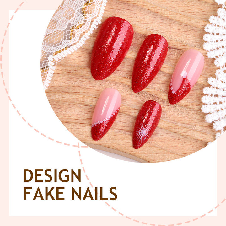 Artificial nail set with glamorous glitter accents Kalsten