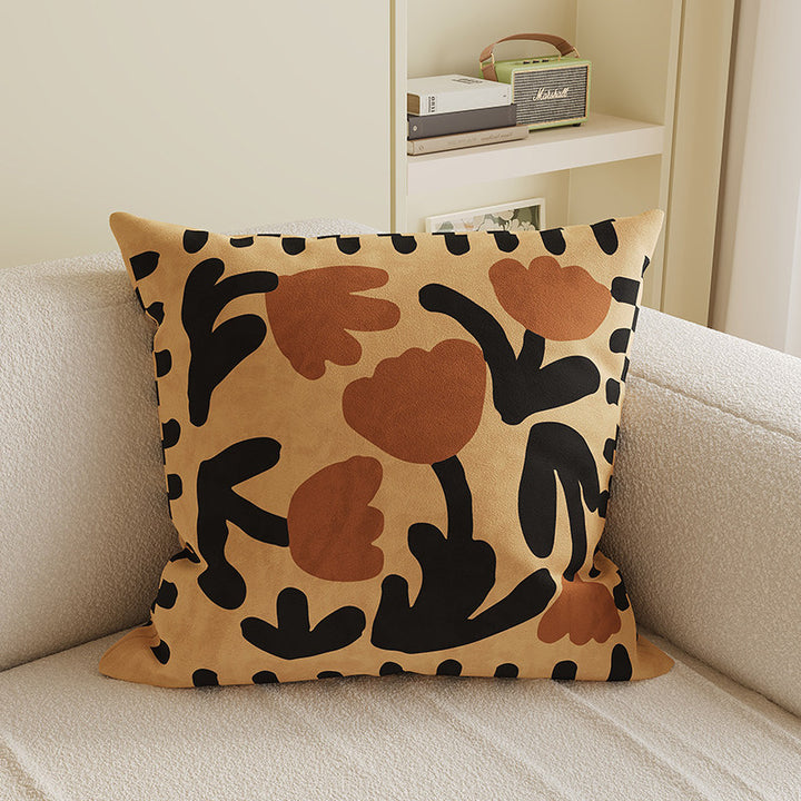 Velvet Bamboo Leaf Square Throw Pillow Cover with Hidden Zipper