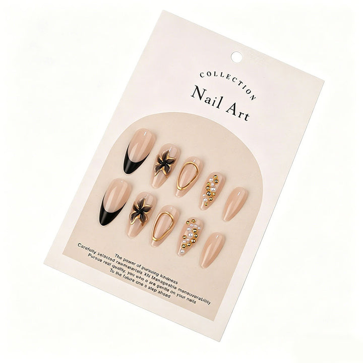Elegant artificial nails with pearl and gold accents Kalsten