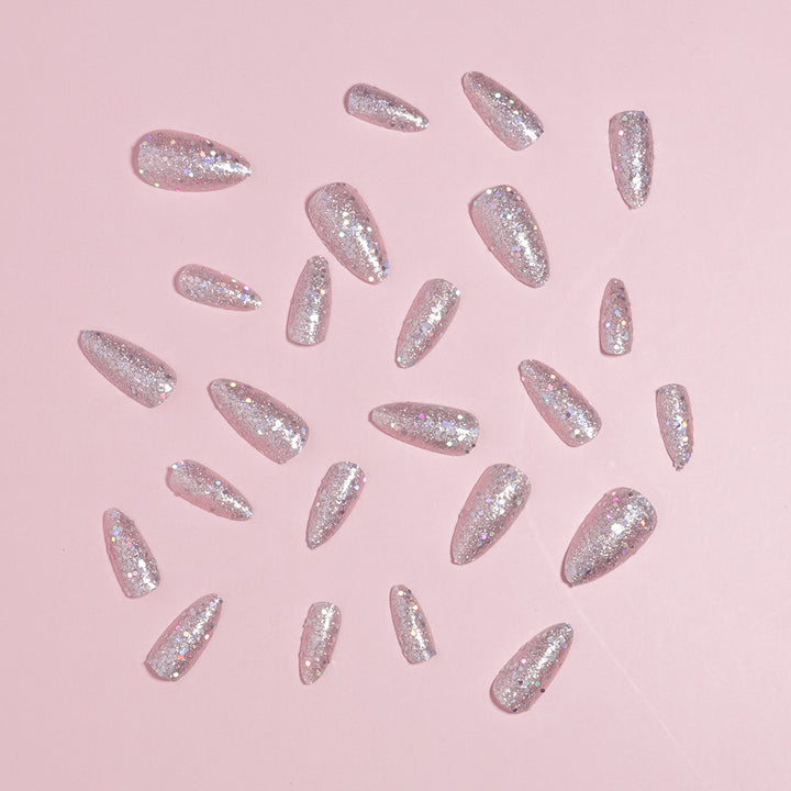 Sparkling Glittery Almond-Shape Press-On Nails Kalsten