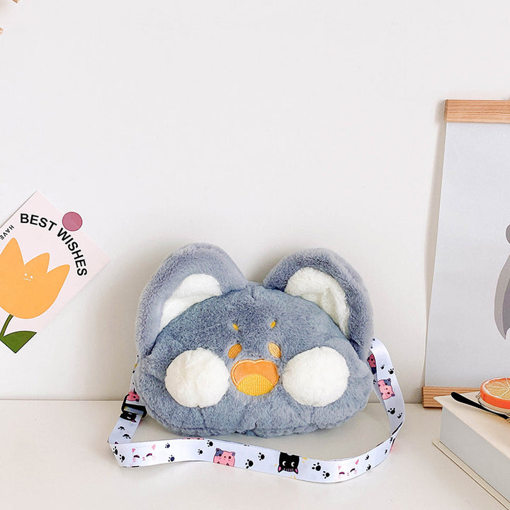 Plush Animal-Themed Crossbody Bag