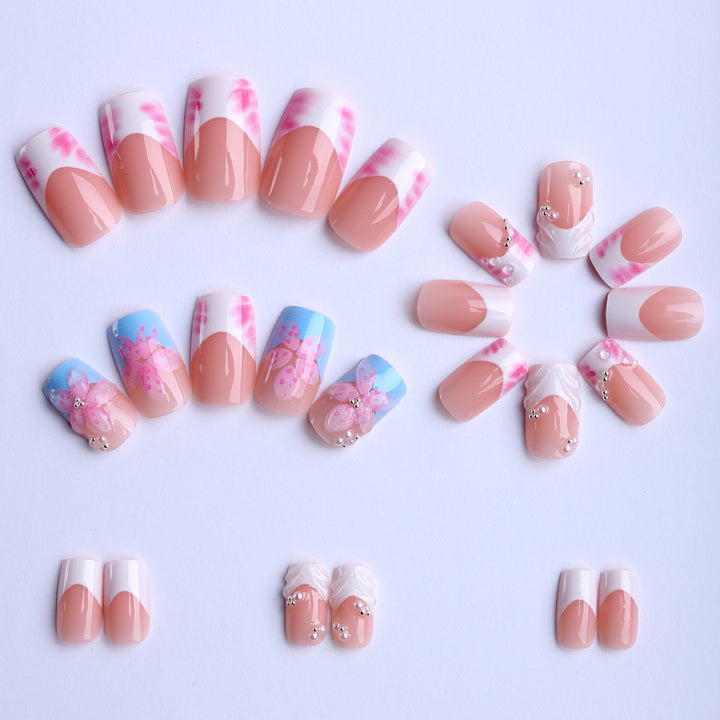 Artificial nails with floral 3D applications and detailed decorations Kalsten