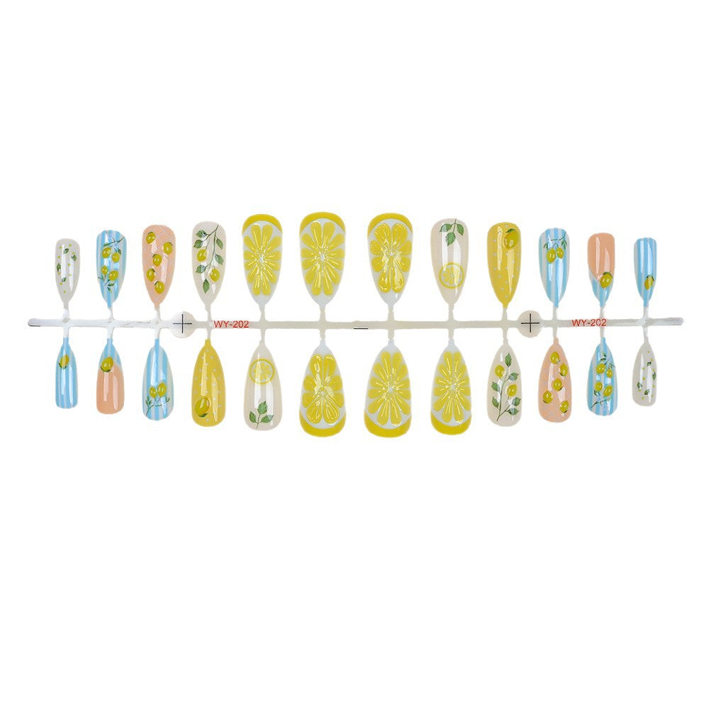 Fruity Lemon-Themed Press-On Nail Art Set Kalsten