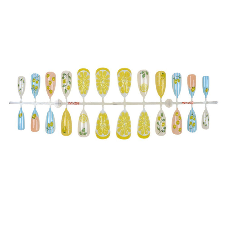 Fruity Lemon-Themed Press-On Nail Art Set Kalsten