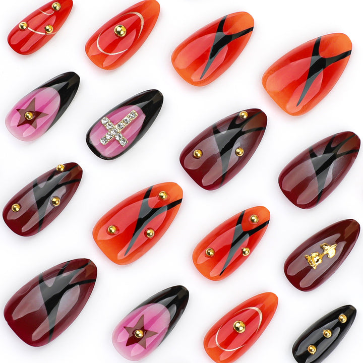 Artistic stiletto nails with creative designs Kalsten