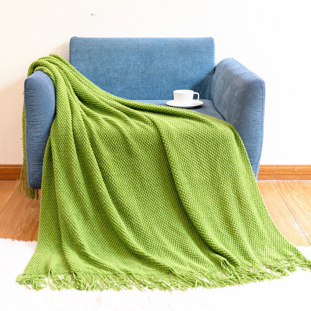 Decorative Fringe Knit Throw Blanket