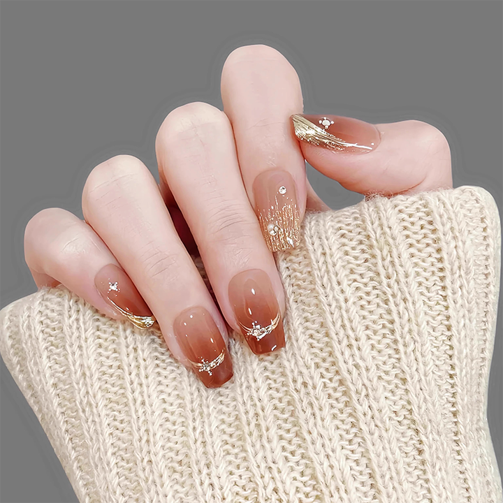 Elegant Glittering Press-On Nail Art Kalsten