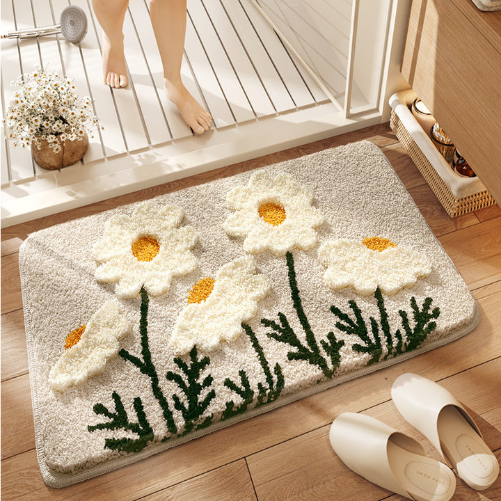 Floral Design Memory Foam Bath Mat Kalsten