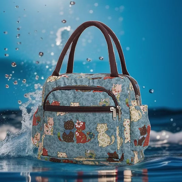 Insulated Cat Print Lunch Cooler Bag Kalsten