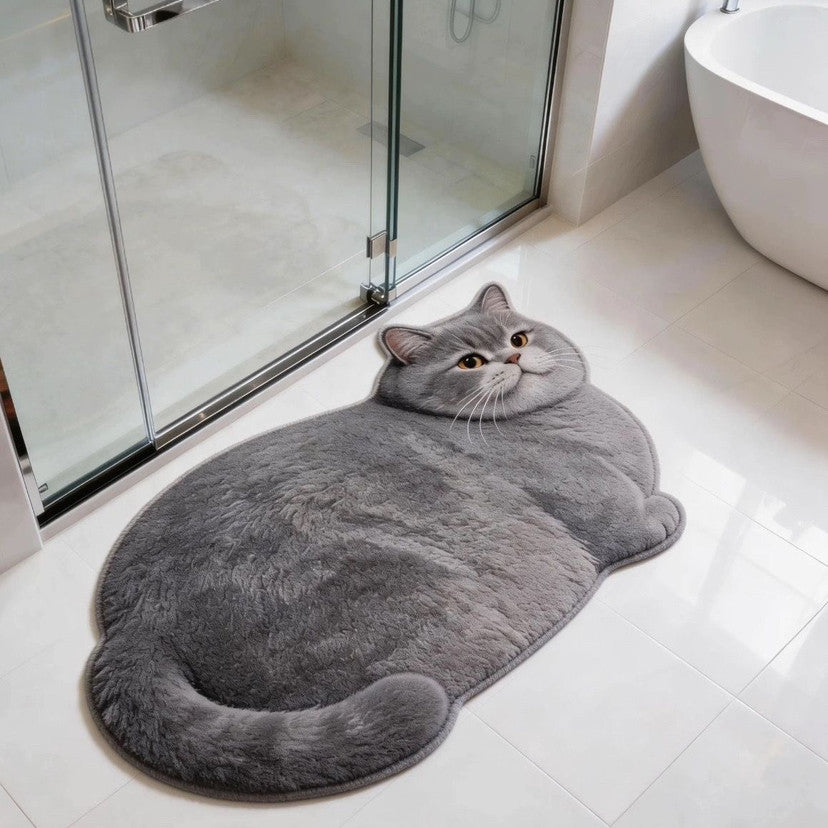 Cat-shaped Plush Bath Mat