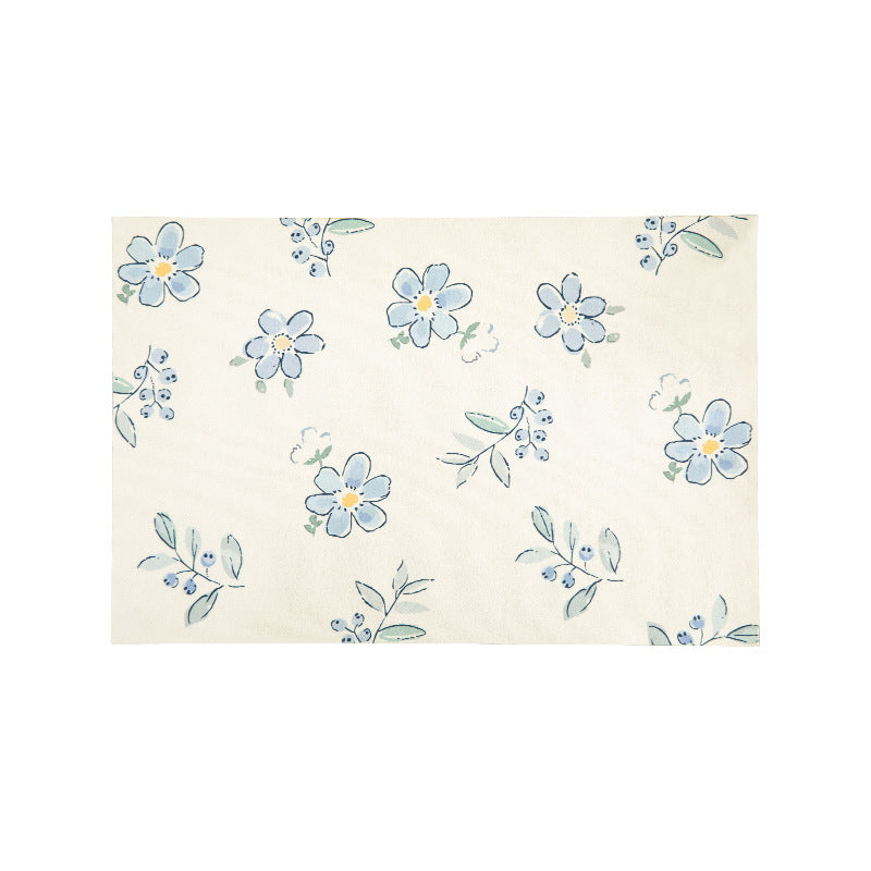 Printed rectangular placemat made of cotton blend with floral illustration print and contrast border Kalsten