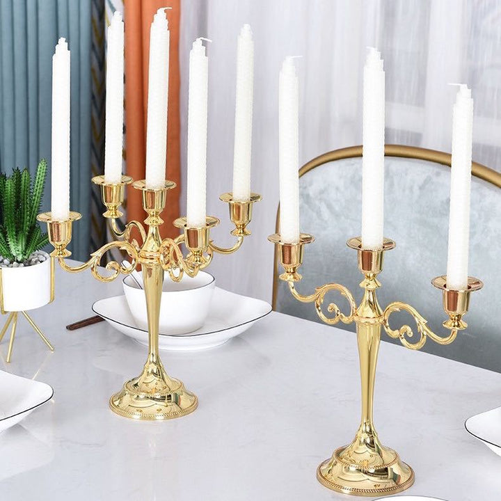 Ornate Gold Five-Arm Metal Candelabra Centerpiece Kalsten