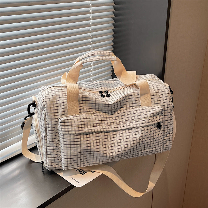 Grid Patterned Travel Duffel Bag Kalsten