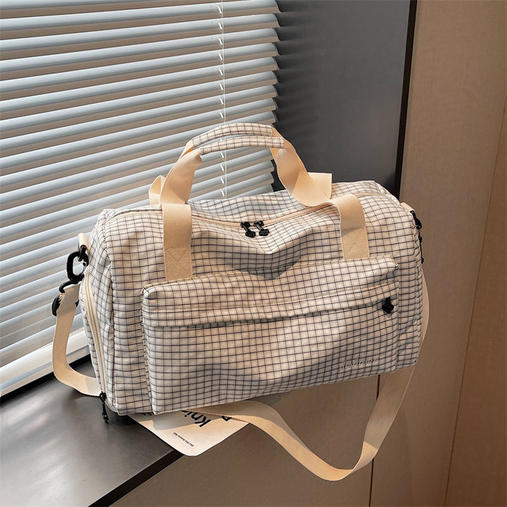 Grid Patterned Travel Duffel Bag Kalsten