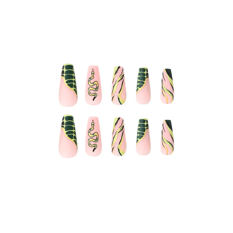 Artful Nail Extensions with Serpentine Design Kalsten