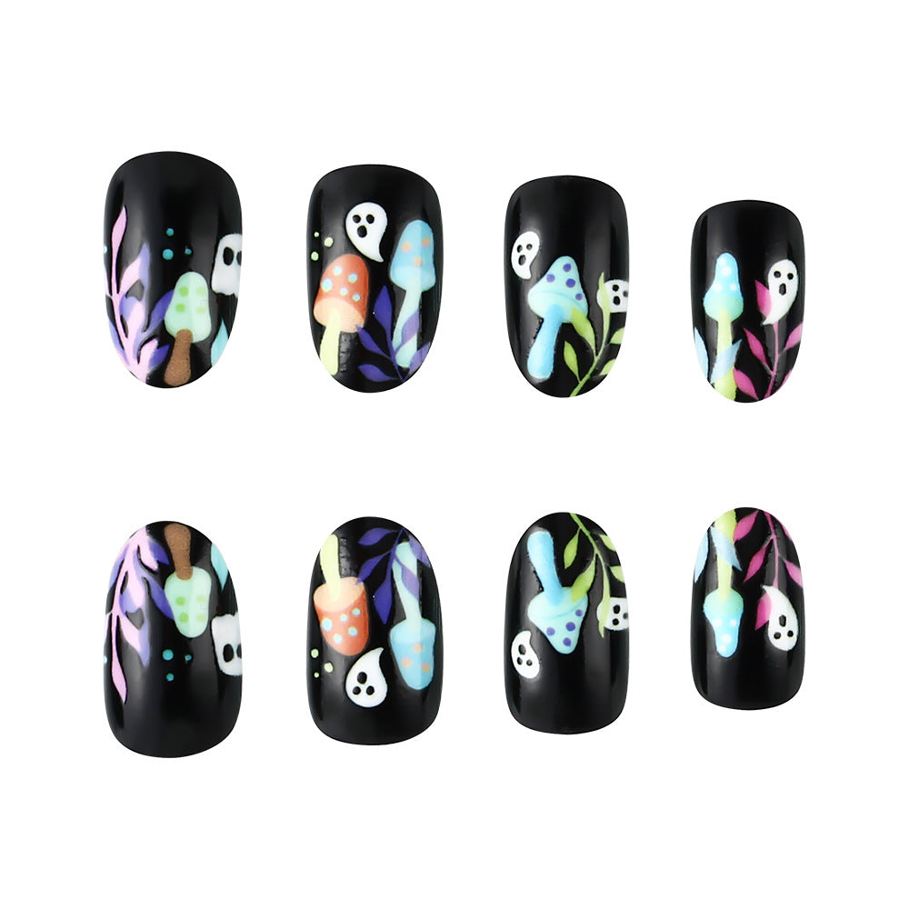 Whimsical Ghost-Themed Press-On Nail Art Kalsten