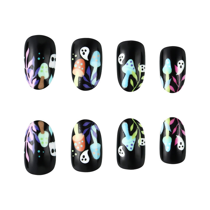 Whimsical Ghost-Themed Press-On Nail Art Kalsten