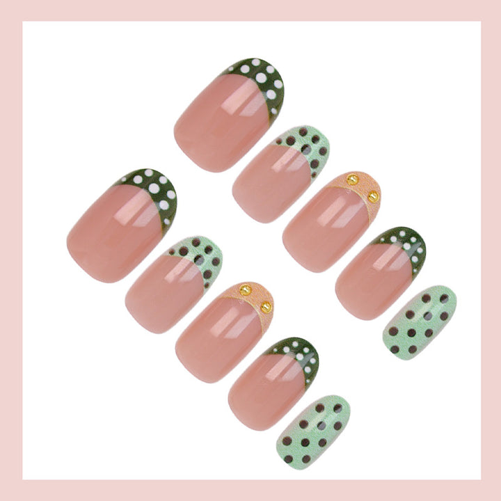 Artificial nail set with creative dot and glitter design Kalsten