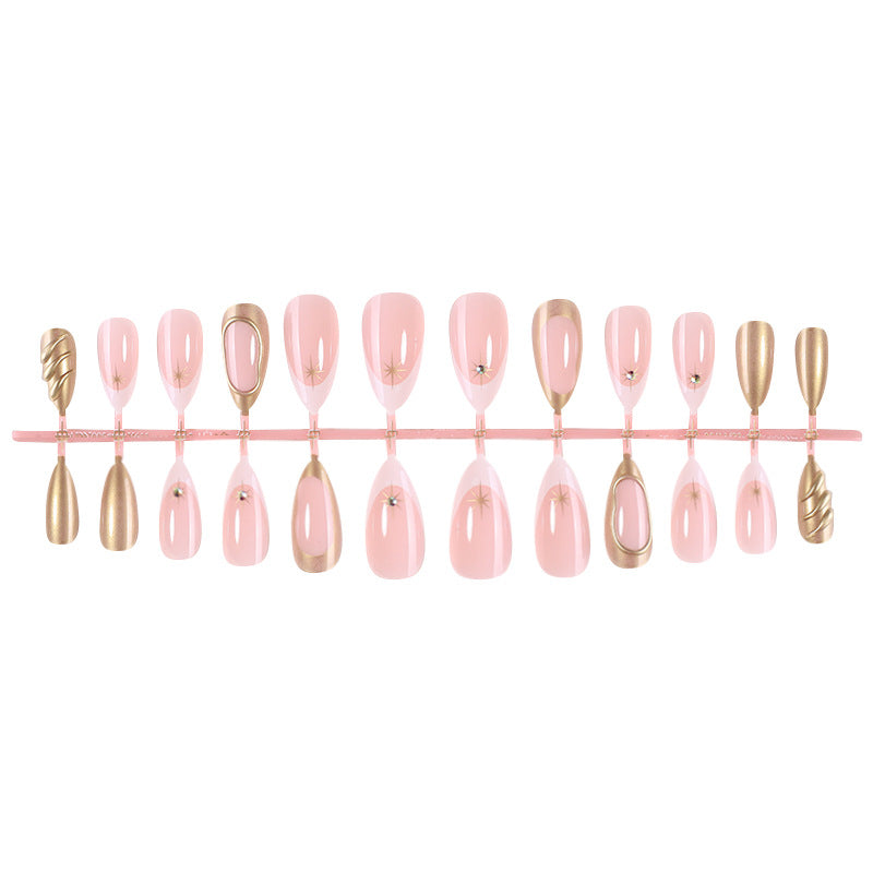Decorative Press-On Nail Art Set with Premium Gold Accents kalsten