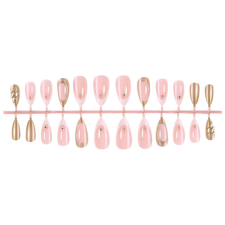 Decorative Press-On Nail Art Set with Premium Gold Accents kalsten