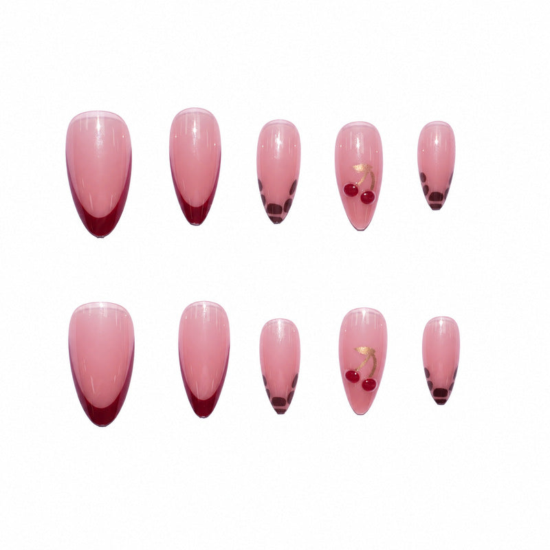 Elegant artificial nails with cherry design Kalsten