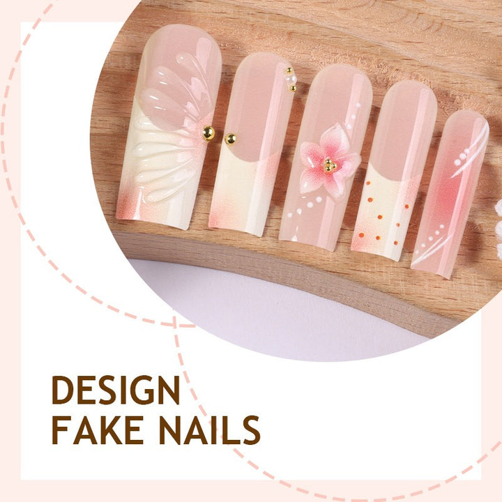 Creative nail art set with floral accents and glitter details Kalsten