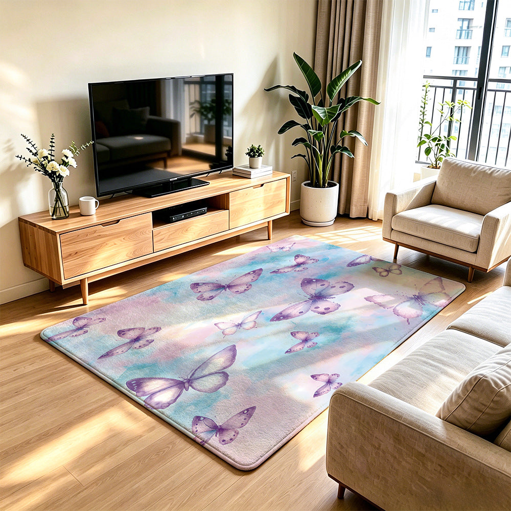 Decorative Butterfly Print Area Rug