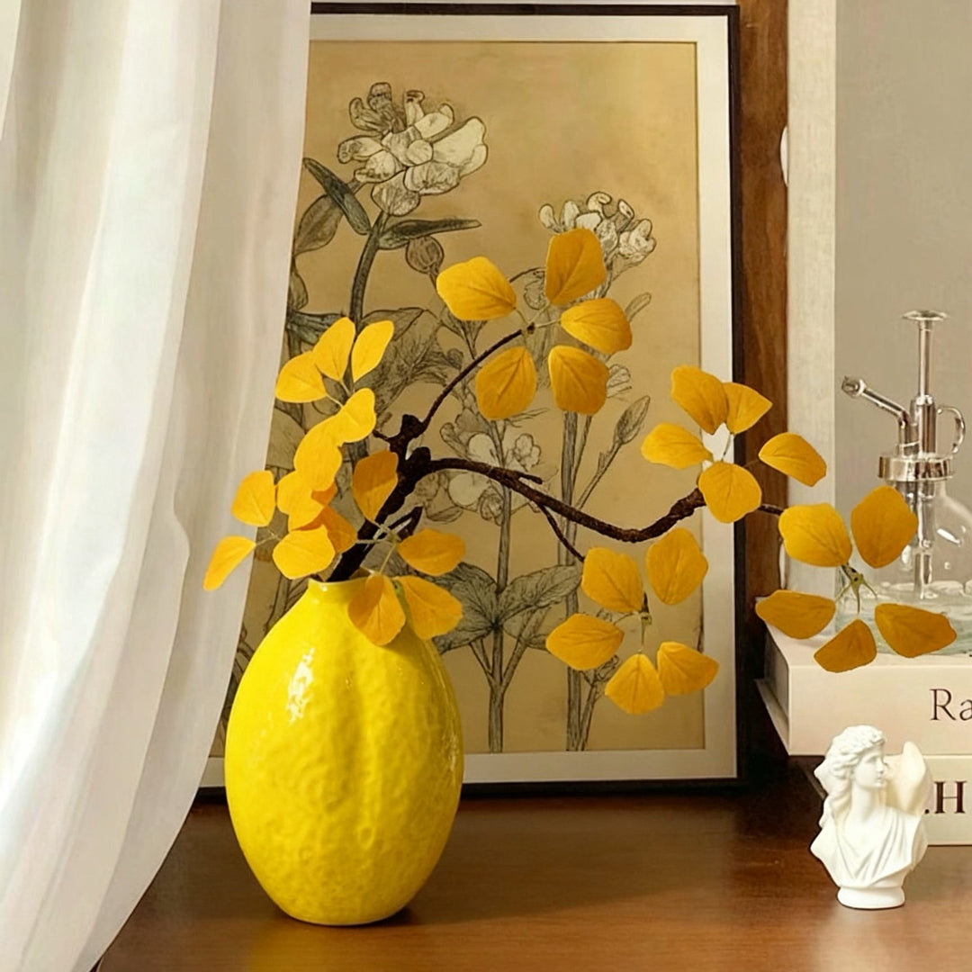 Decorative Lemon-Shaped Ceramic Vase for Home Decor