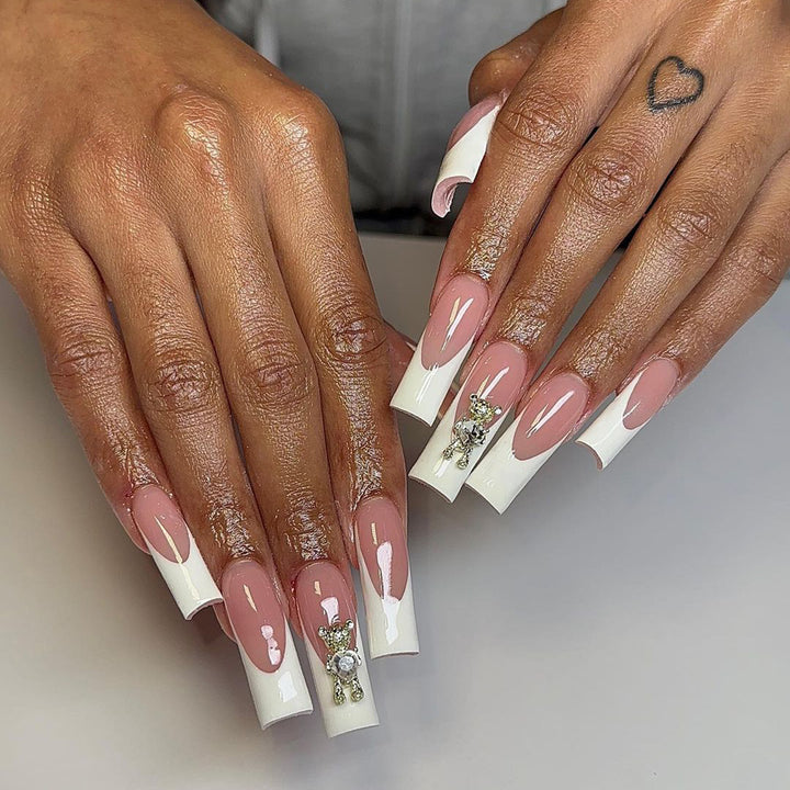 Elegant 3D French Tip Acrylic Nail Art Extensions Kalsten