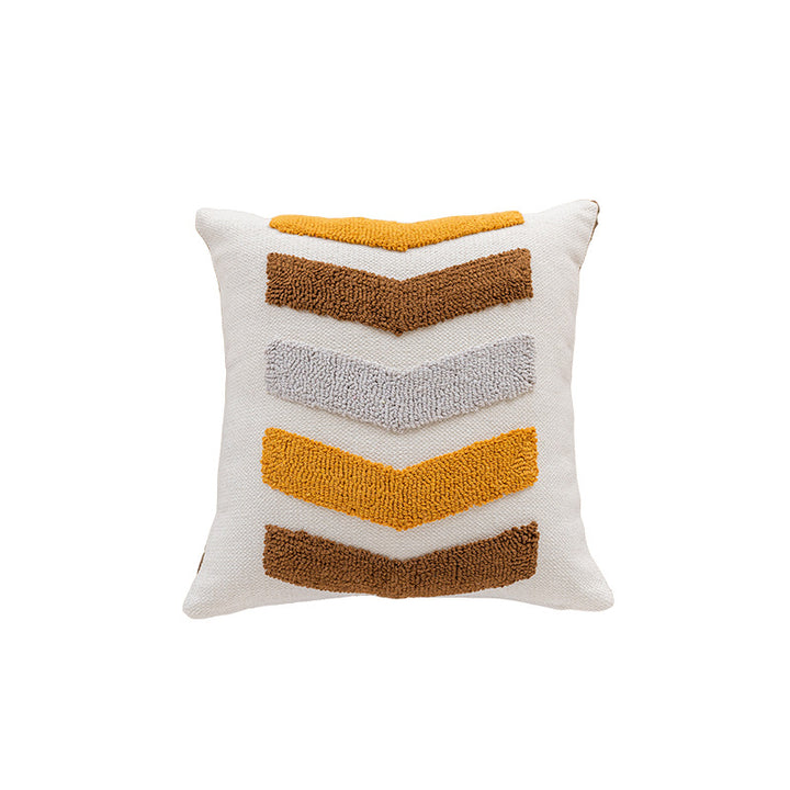 Tufted Quatrefoil Cotton Throw Pillow Cover with Corner Tassels and Hidden Zipper