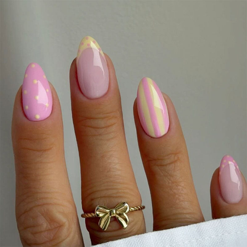 Artistic Star and Polka Dot Press-On Nails